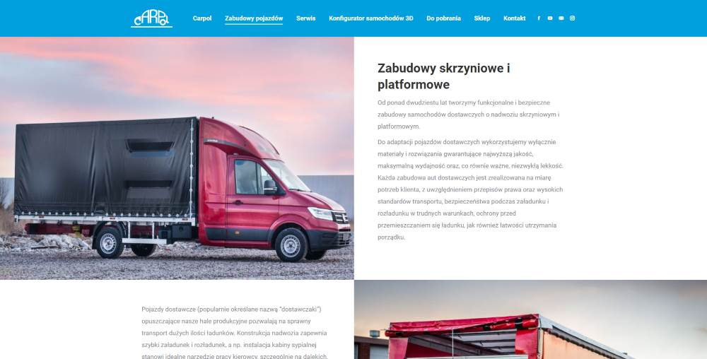 Podstrona strony internetowej firmy Carpol.pl