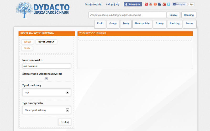Portal edukacyjny Dydacto - wyszukiwanie ludzi i szkół