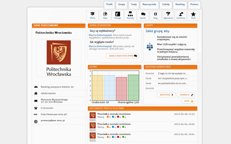 Portal edukacyjny Dydacto - strona placówki dydaktycznej
