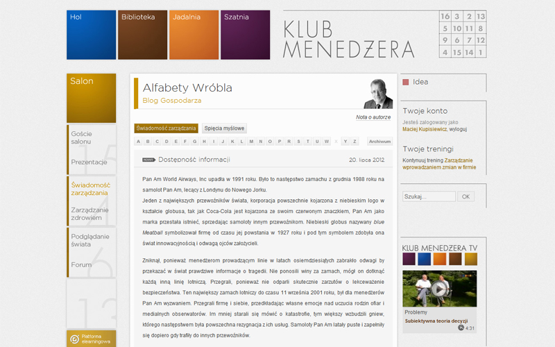 Klub Menedżera - Alfabety Wróbla czyli blog gospodarza klubu