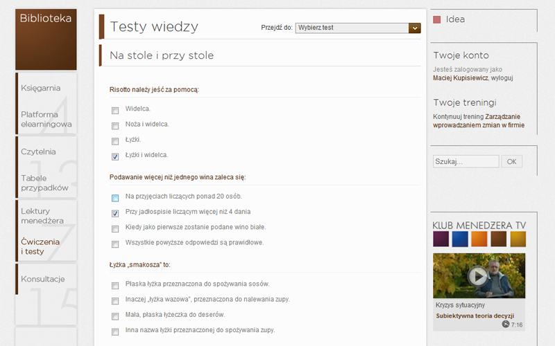 Platforma Elearningowa - testy wiedzy
