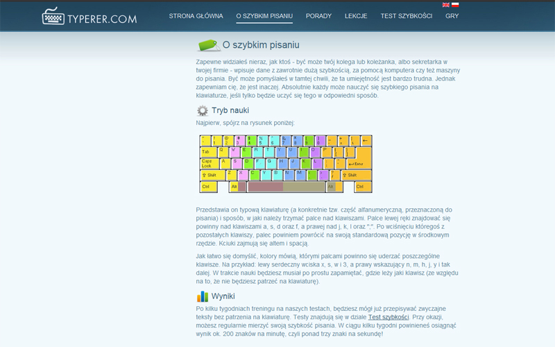 Typerer.com - podstrona z treścią